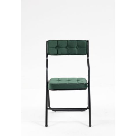 Lot 2 chaises pliantes avec coussin, portables, montées, vert, idéales pour invités, cuisine, fête. (1/5)