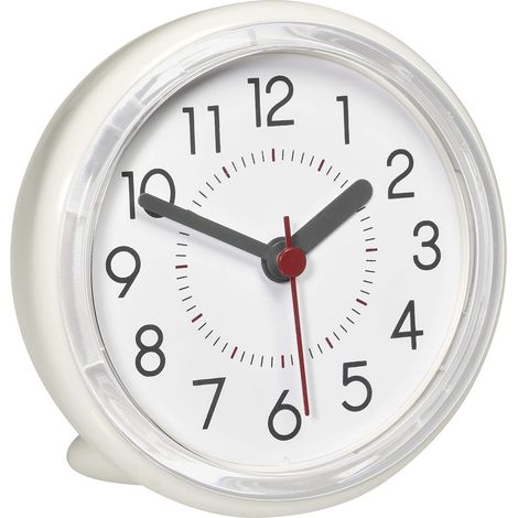Horloge analogique pour salle de bain, étanche, horloge de douche sans perçage, fixation par ventouse, blanc crème (1/5)