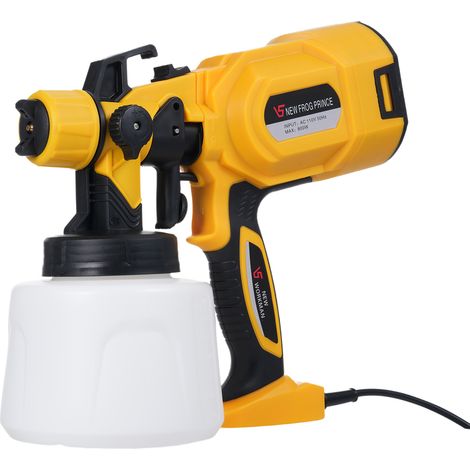 Pistolet à peinture électrique 850 W pour peinture à l'eau, 3 modes de pulvérisation, réservoir de 1 400 ml, livré avec 4 buses en cuivre (Φ0,8 mm/1,2 mm/1,8 mm/2,5 mm) (1/5)