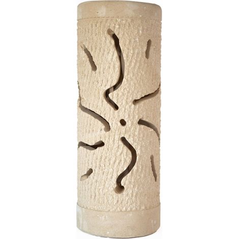 Lampada da terra o tavolo TUBO MARTELLATA Grande scultura decorazione in Pietra Leccese salentina misure 28,5 x 11 cm (1/2)