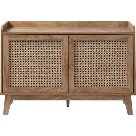 Calicosy – Buffet 2 portes en cannage rotin L110 cm – Panneaux de particules – Largeur 39 cm – Hauteur 74,5 cm – Élégance moderne (1/5)