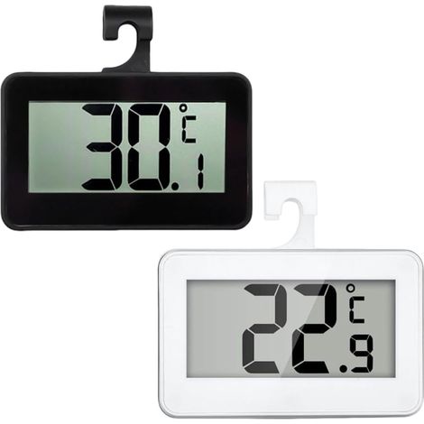 Termómetro para refrigerador, juego de 2 piezas, termómetro magnético para congelador con gancho, control de temperatura para refrigerador, -20 °C 60 °C, blanco, negro (1/5)