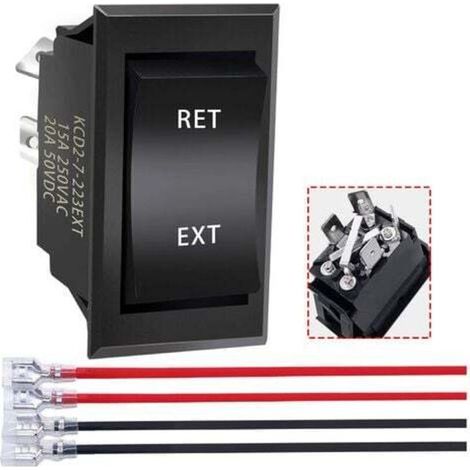 Aiperq – Commutateur inverseur de polarité 12V – 20A – DPDT 4 broches – Configuration (ON)-Off-(ON) – Pour contrôle moteur DC - KCD2-7-223-4P-X (1/4)
