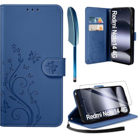Handyhülle Lederhülle Flip Wallet Xiaomi Redmi Note 14 4G Dunkel Blau (1/5)