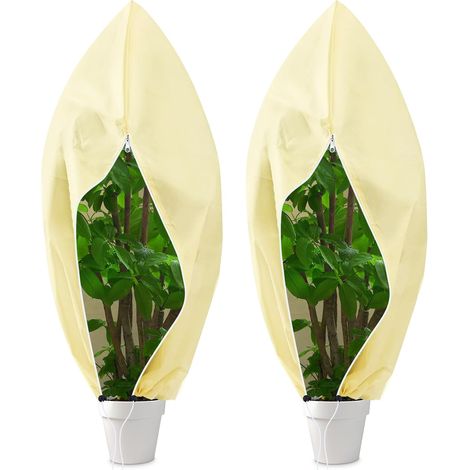 Lot de 2 housses d'hivernage pour plantes 120 x 180 cm, protection non-tissée avec zip et cordon (1/5)