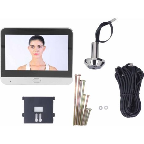 – Telecamera spioncino wireless 1080P – Visione notturna a 120° – Interfono bidirezionale – Monitor a colori da 4,3 pollici – Rilevamento del movimento (1/5)