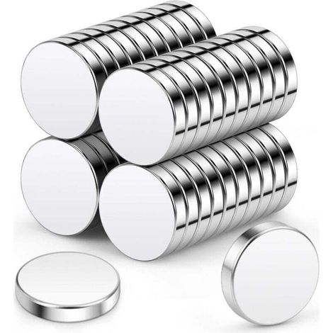 Neodym-Magnete, 10 x 2 mm, 40er-Packung, Mini-Rundmagnete, extrem stark für Magnettafeln, Kühlschränke, Bastelarbeiten, Büro und Küche