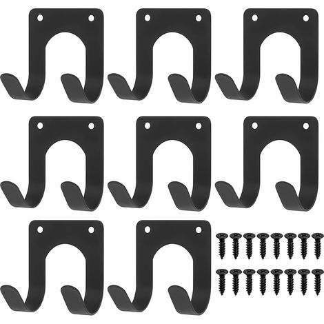 Lot de 8 Crochets Muraux Doubles pour Support de Garage, Échelle et Appareils - Porte-Outils de Jardin et Vélos (1/5)