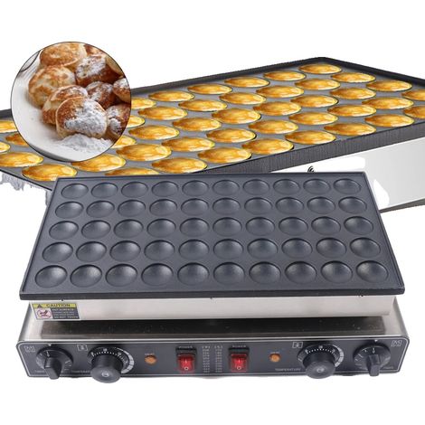 Mini poêle à pancakes néerlandais, 50 moules, 850W de puissance, 54 x 29 x 16,5 cm, plage de température 50-300℃, électrique avec cordon