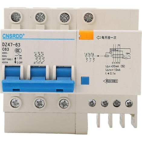 Leitungsschutzschalter 3P und N MCB DIN-Schienenmontage 4500A Abschaltvermögen 400V 63A für Heimbüro