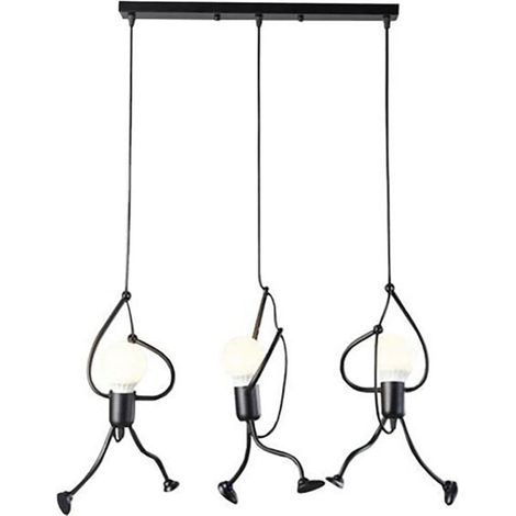 Suspension 3 lumières en fer style dessin animé, suspensions modernes et créatives, orientables, ampoule E27 non incluse (1/5)