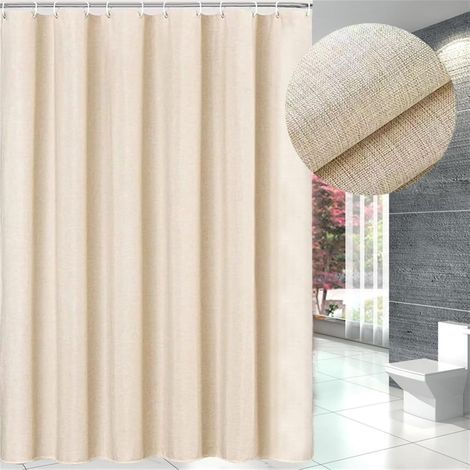 Rideau de Douche, Anti Moisissure, Imperméable Rideau de Baignoire en Polyester avec Crochets, Rideau Salle de Bain pour Baignoire Cabine de Douche Beige 240 x 180 cm (1/4)