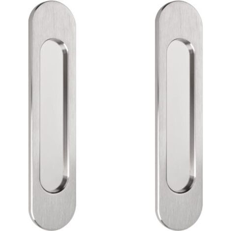 royaluxe-Lot de 2 poignées de porte coulissantes ovales auto-adhésives en alliage d'aluminium brossé pour portes coulissantes, fenêtres et armoires 18 cm