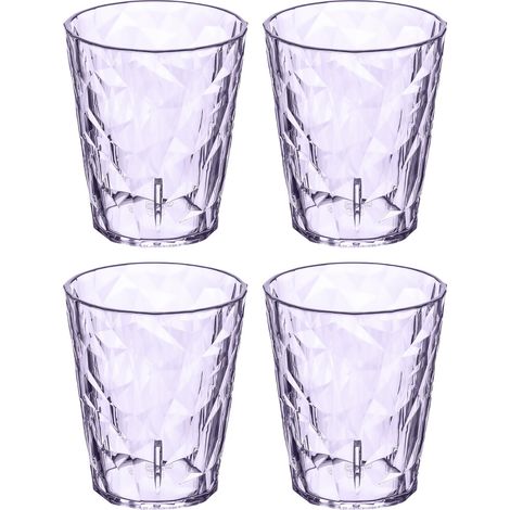 Lot de 4 verres à eau, jus de vin, en plastique transparent, incassables, empilables, légers, passent au lave-vaisselle, pour cuisine, pique-nique, fête, camping, taille S 250 ml (1/2)