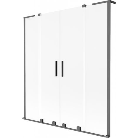 Mexen Velar L Duo paroi de baignoire à 2 vantaux coulissants 150 x 150 cm, givré, gun metal - 896-150-003-32-95 (1/2)