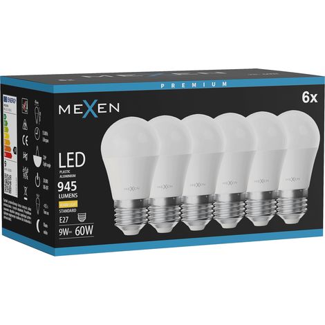 Mexen Nova 6x Ampoule LED E27, G45, 9W, Chaude - 3000K, 945 lm - L101-E27-0930-01x06 (1/5)