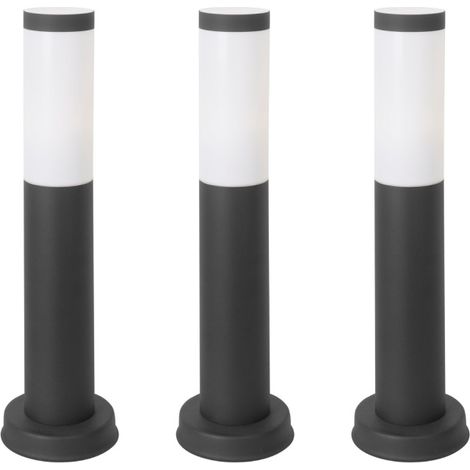 Forlight Koral (3uds) Baliza Exterior para Jardín Resistente al Agua IP55. Bolardo de Acero Inoxidable Gris Urbano 23W