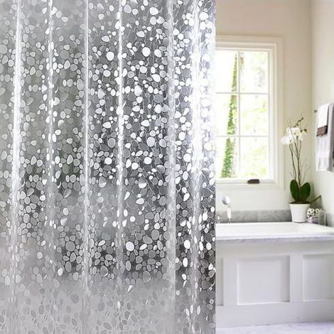 Rideau de Douche Anti-Moisissure à Séchage Rapide - Imperméable pour Baignoire, Espace Confortable, Motif de Galets, 180 x 200cm (1/3)