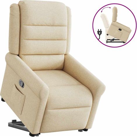 Sillón reclinable elevable de tela color crema vidaXL (1/5)