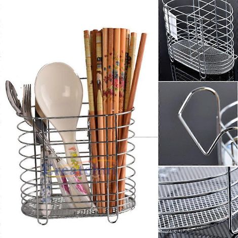Égouttoir à vaisselle suspendu, porte-baguettes et porte-cuillères, organisateur en métal (1/4)