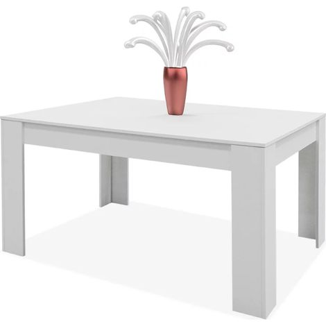 Mesa comedor Eco Bass fija acabado blanco mate, 77cm(alto) 140cm(ancho) 90cm(largo)