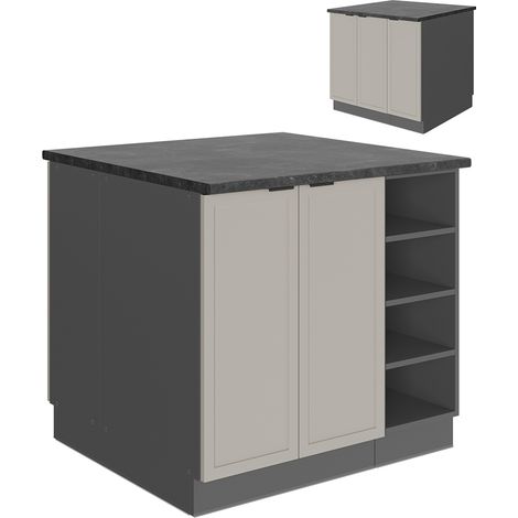 Îlot de cuisine Fame-Line, GrisBeige, 90 cm sans plan de travail, Vicco