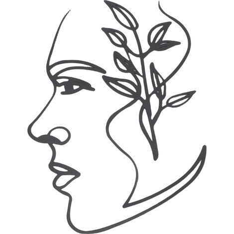 Décoration murale minimaliste et moderne en métal, représentant les lignes du visage, idéale pour le salon, la chambre ou la salle de bain. (1/5)