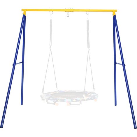 Costway – Portique de balançoire en A 250kg – Structure métallique avec 4 piquets d'ancrage – Compatible balançoires à filet et chaises balançoires – Montage facile