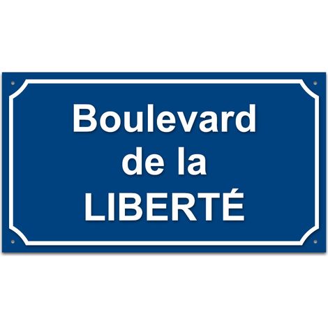 Plaque de rue en aluminium 1,5mm à visser avec lettrage en plexi . Signalétique Plaque de rue à visser. Plaque Bleu RAL 5010 / Texte Blanc . - Plaque Bleu RAL 5010 / Texte Blanc (1/5)