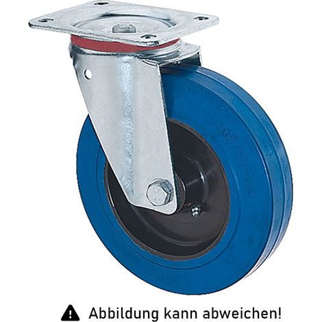 Rollcart Elastik-Lenkrolle Ø125x32mm in blau 150kg Tragkraft mit Kunststoff-Felge