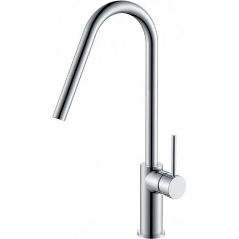 Grifo de cocina monomando de caño alto fabricado en latón níquel cepillado Kenia de Imex (1/4)