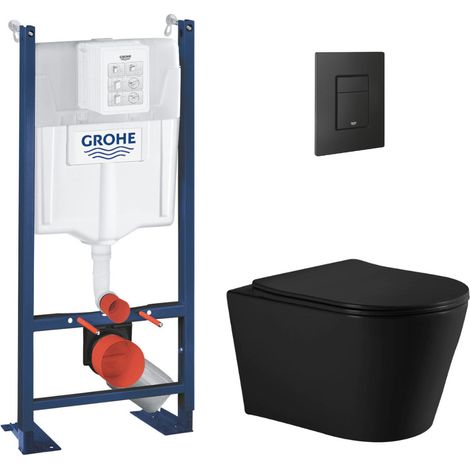 Rapid SL pack WC bâti autoportant + WC suspendu sans bride Ceramia avec abattant SoftClose + plaque (GRRCE14BMT02MAN-FR)