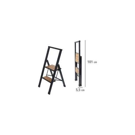 ESCALERA PLEGABLE ALUMINIO 50482 2 PELDAÑOS NEGRO