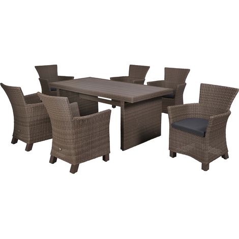Toskana Set 7tlg Alu/Kunstst. Tisch 185 x 90 cm