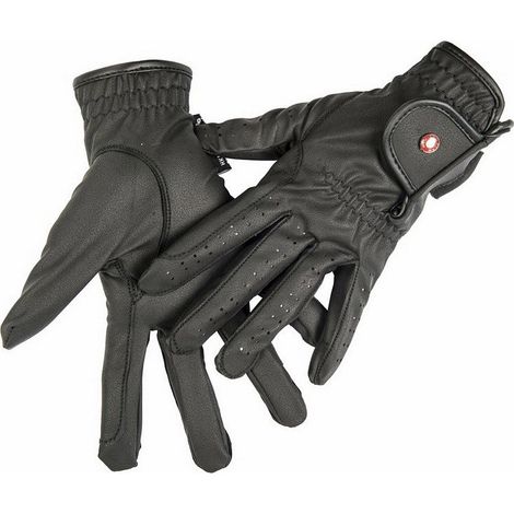 S, Schwarz 9100: Professionelle Kunstleder Reithandschuhe (1/5)