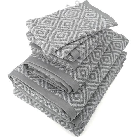 Parure de bain SYMETRIE coton - 7 pièces Losanges (1/5)