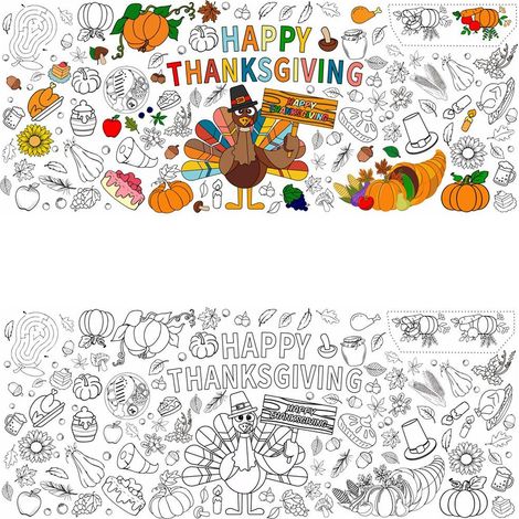 Poster De Coloriage - 76 x 183 cm - Pour Activités Festives En Famille Ou En Groupe - Idéal Pour Thanksgiving Noël Et Nouvel An - 1 Pièce (1/5)