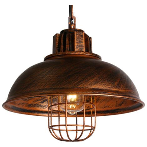 Pendelleuchte, Industrielle Stil Kronleuchter mit Kette, Hängelampe mit Ø33cm Dome Metall Lampenschirm für Wohnzimmer Schlafzimmer Esszimmer Bronze 1PCS