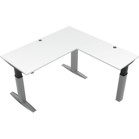 STIER Elektrisch höhenverstellbarer Eck-Schreibtisch 501-23, 180x180cm, Weiß, 68-120cm, 175kg Nutzlast, hochwertig