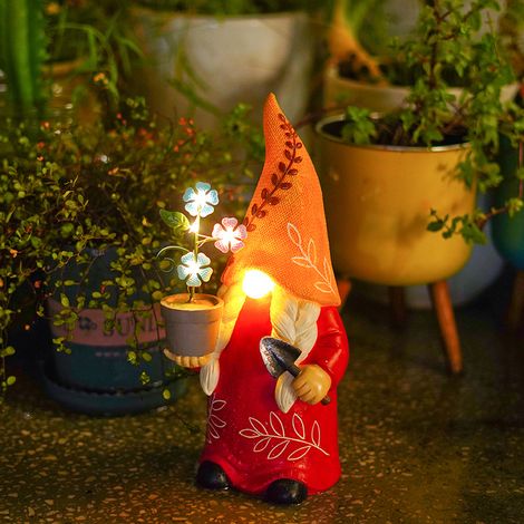 Lutin de jardin solaire 12 pouces, décoration extérieure avec nez lumineux et 4 LED, pour terrasse, balcon, patio, décoration de Noël (1/2)