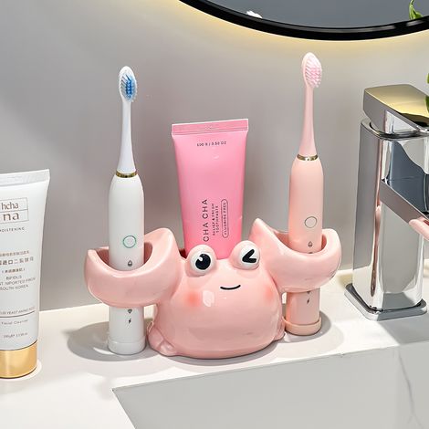 Porte-Brosse à Dents Crabe Céramique Rose  Rangement Créatif-lsw (1/4)