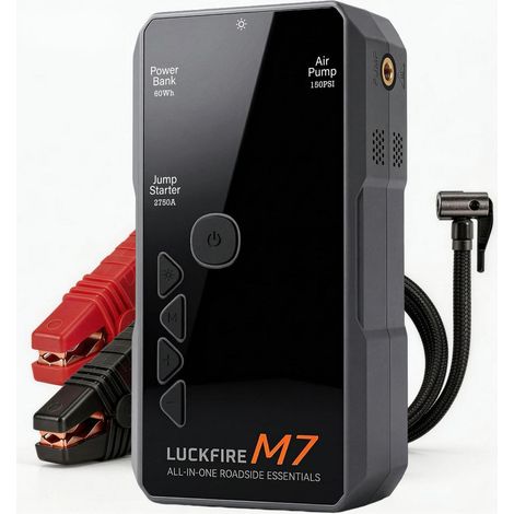 TÜV Auto Starthilfe Powerbank mit Kompressor für PKW, 10L Benzin/8.5L Diesel (1/5)