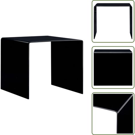 The Living Store Table basse Noir 50x50x45 cm Verre trempé - Table Basse - Meuble Design - Table D'appoint - Table En Verre - Table Contemporaine (1/5)