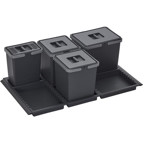 Abfallsammler Metropolis 15+10+10+6L mit Deckel Abfallsystem für Auszug Korpus 90 cm (1/5)