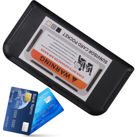 Organisateur de pare- de voiture - Porte-cartes fin et compartiment pour carte pour visière de voiture - Porte-cartes universel en ABS robuste - Rangement peu encombrant pour cartes de (1/5)