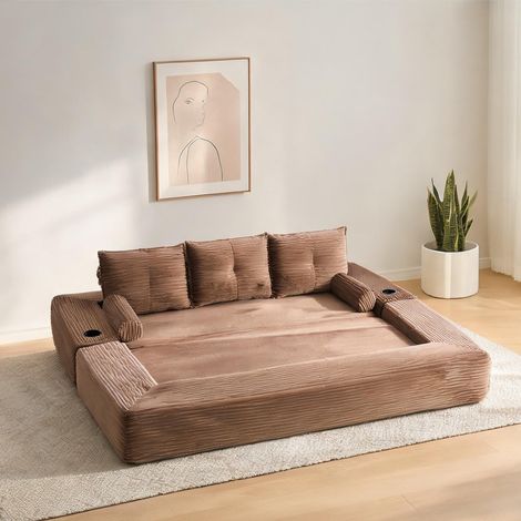 Canapé 3 places fixe convertible en corde 232 x 98 x 80 cm (1/5)