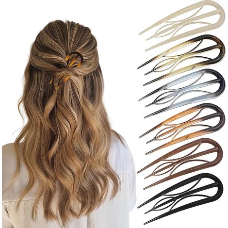 Chignon Pince, 6 Pièces Epingle Cheveux Femme, Pince Cheveux avec Structure à Petites Dents de Scie, Barrette, Pinces a Chignons pour les Cheveu Fins et Doux, Cheveu Rebelles, Demi-queue,Chignon