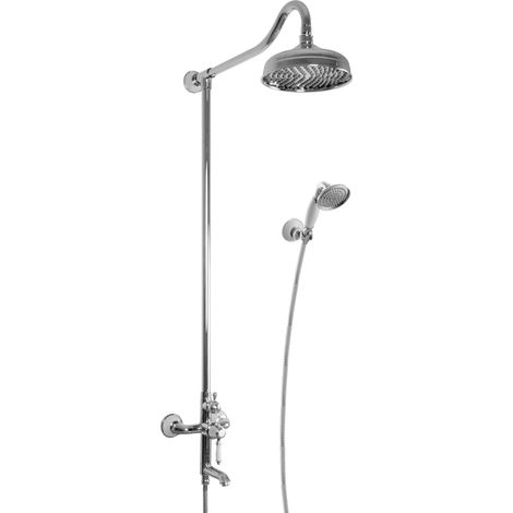 PaulGurkes Nostalgie Duschsystem Aufputz Regendusche Set Retro Landhausstil 3-Wege (1/5)