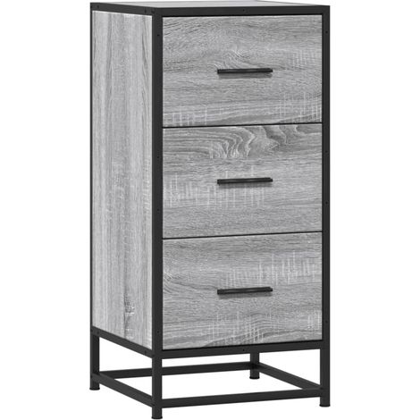 Credenza buffet cassettiera mobile contenitore organizer cucina soggiorno salonsonoma 35,5 x 35 x 76 cm pannelli in MDF e metallo grigio 020036349