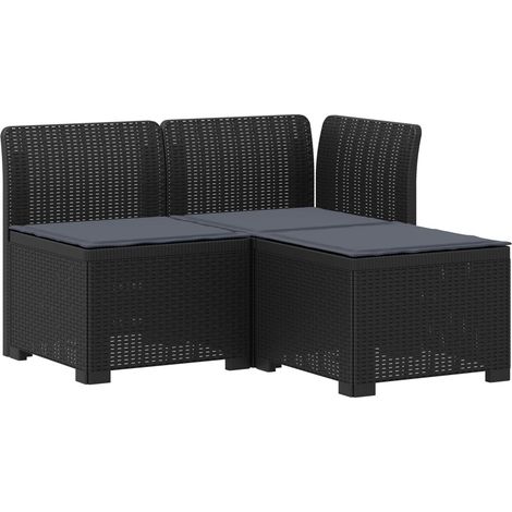 Maison Exclusive - 3-Sitzer Garten Sofa mit Kissen Rattan-Look PP (1/5)